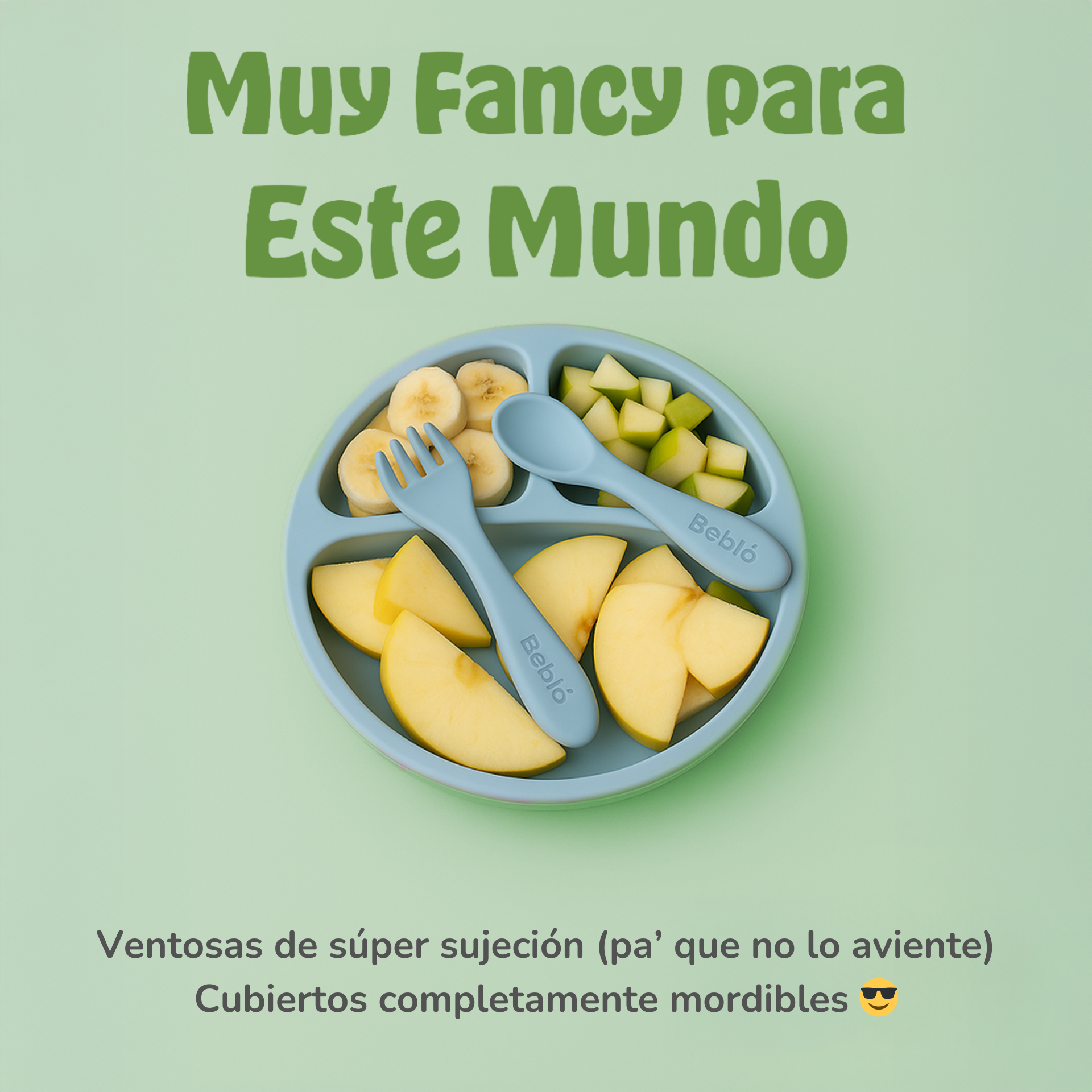 Plato para bebé marca bebló color azul pastel. Kit para bebé, platos antideslizantes