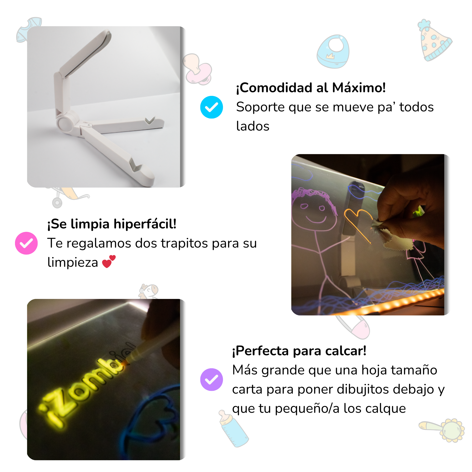 Pizarra neón para niños marca Bebló